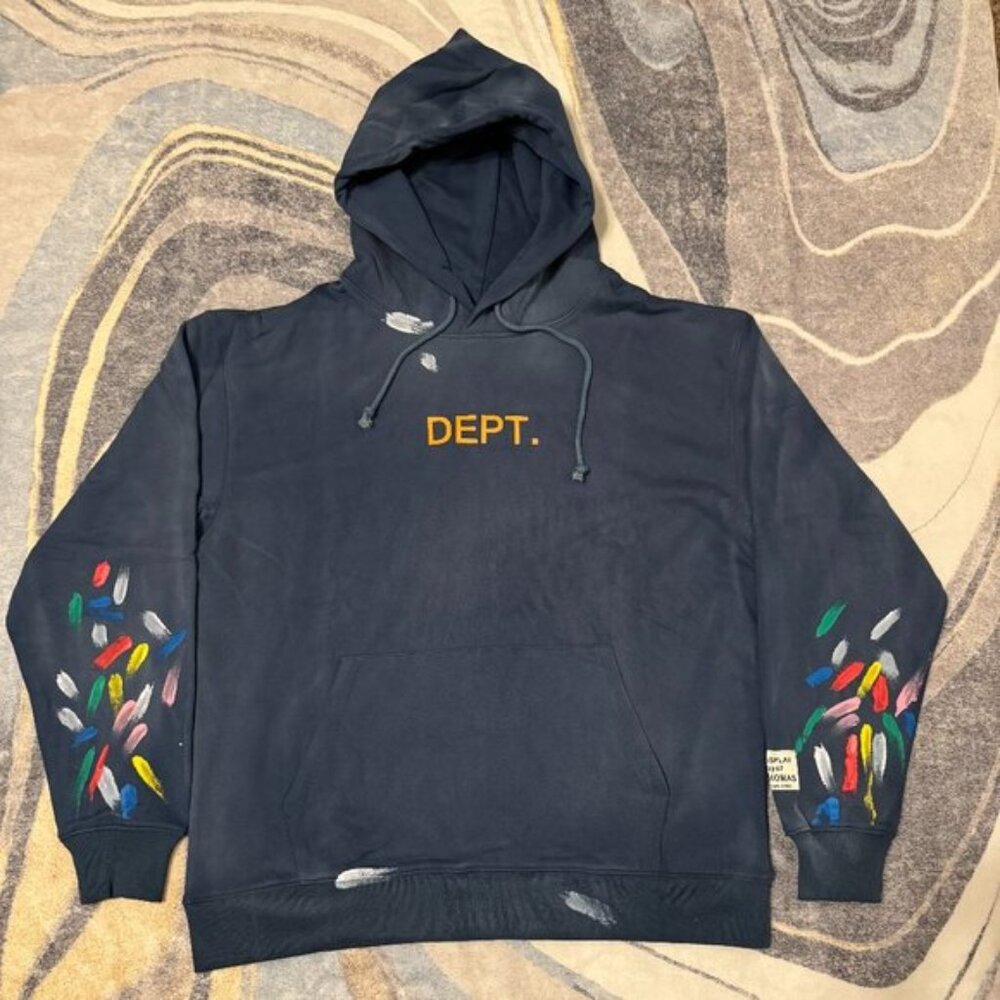 Gallery Dept Blue Paint Pullover Hoodie Men’s Size Medium or Large